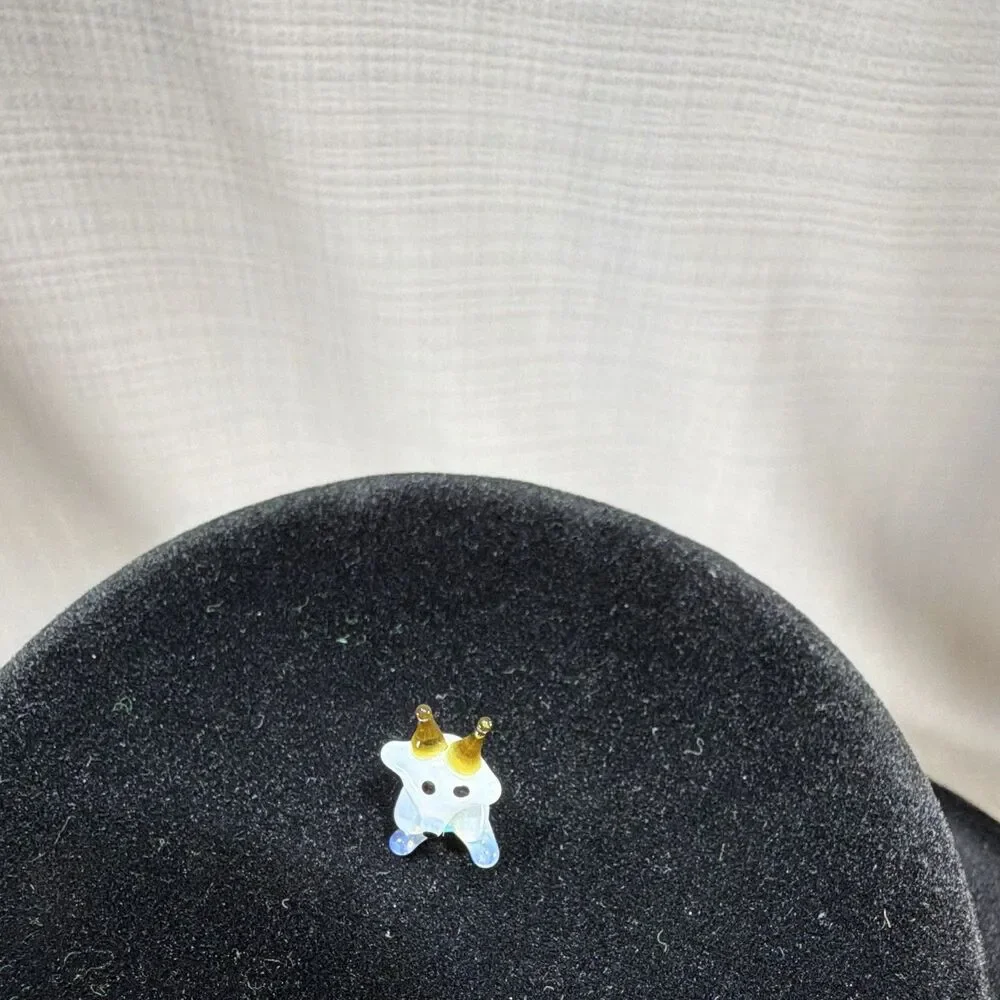 Vintage Miniature Blown Glass Goat Figurine Tiny Lampwork Art Glass Animal .75”